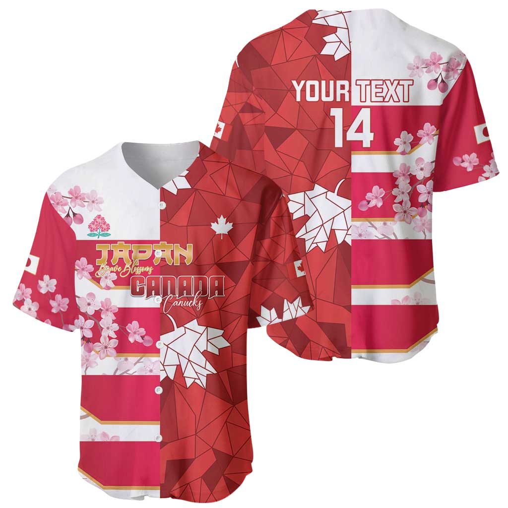 Canada and Japan Rugby Custom Baseball Jersey Canucks Brave Blossoms Together Pacific - Polynesian Pride
