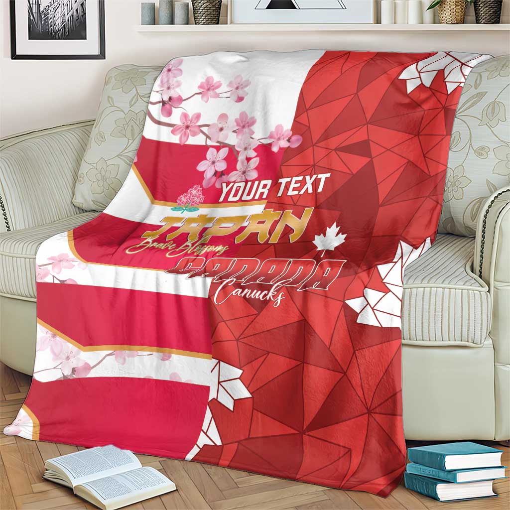 Canada and Japan Rugby Custom Blanket Canucks Brave Blossoms Together Pacific - Polynesian Pride