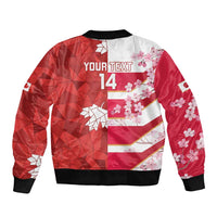 Canada and Japan Rugby Custom Bomber Jacket Canucks Brave Blossoms Together Pacific LT14 - Polynesian Pride