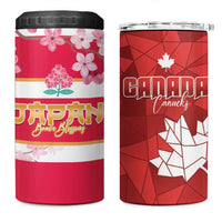 Canada and Japan Rugby 4 in 1 Can Cooler Tumbler Canucks Brave Blossoms Together Pacific - Polynesian Pride