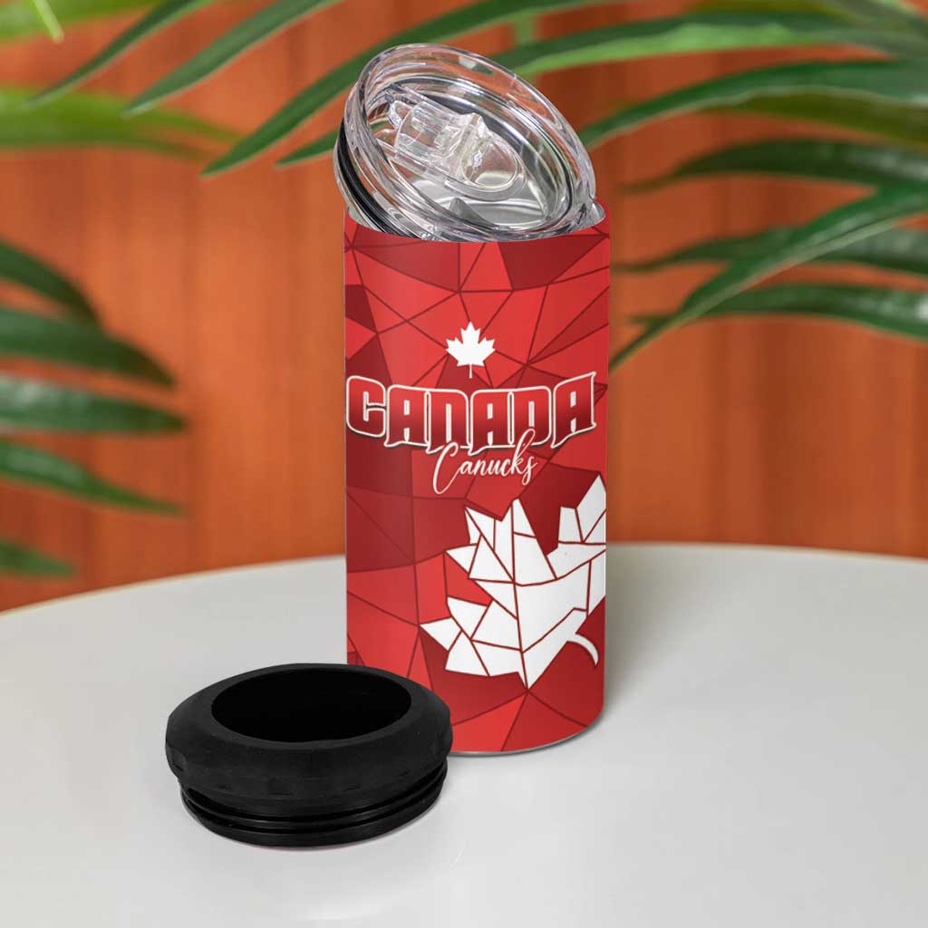 Canada and Japan Rugby 4 in 1 Can Cooler Tumbler Canucks Brave Blossoms Together Pacific - Polynesian Pride