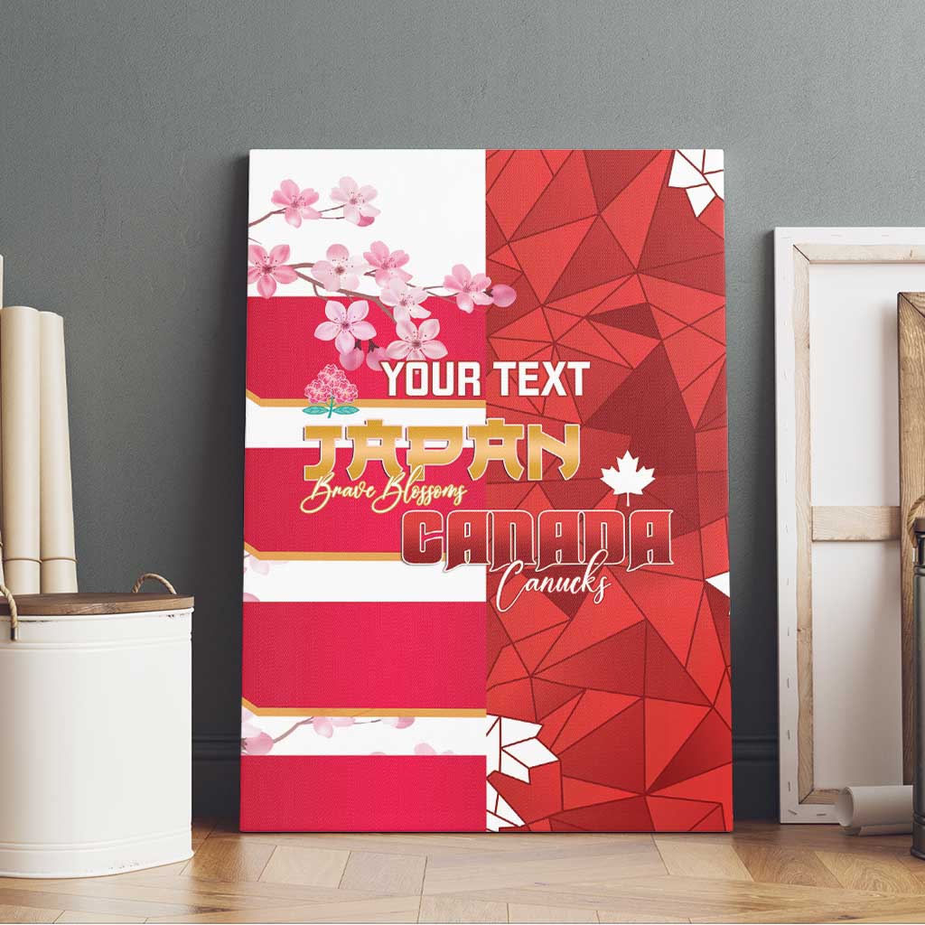 Canada and Japan Rugby Custom Canvas Wall Art Canucks Brave Blossoms Together Pacific - Polynesian Pride