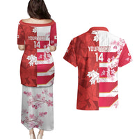 Canada and Japan Rugby Custom Couples Matching Puletasi and Hawaiian Shirt Canucks Brave Blossoms Together Pacific - Polynesian Pride