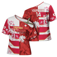Canada and Japan Rugby Custom Cross Shoulder Shirt Canucks Brave Blossoms Together Pacific - Polynesian Pride