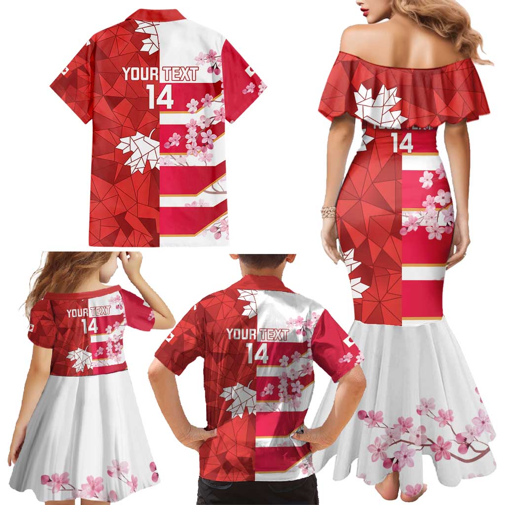 Canada and Japan Rugby Custom Family Matching Mermaid Dress and Hawaiian Shirt Canucks Brave Blossoms Together Pacific - Polynesian Pride