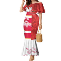 Canada and Japan Rugby Custom Family Matching Mermaid Dress and Hawaiian Shirt Canucks Brave Blossoms Together Pacific - Polynesian Pride