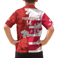 Canada and Japan Rugby Custom Family Matching Off The Shoulder Long Sleeve Dress and Hawaiian Shirt Canucks Brave Blossoms Together Pacific - Polynesian Pride