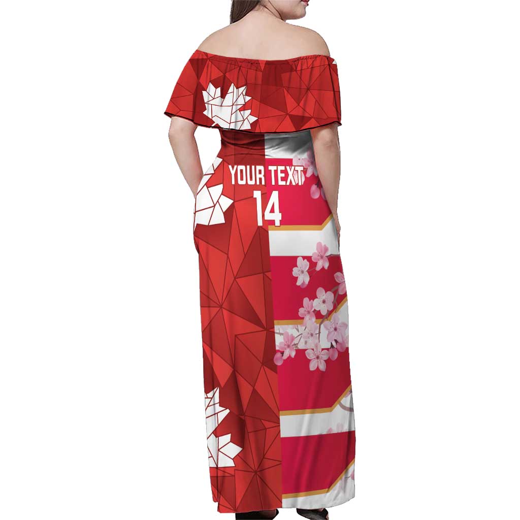 Canada and Japan Rugby Custom Family Matching Off Shoulder Maxi Dress and Hawaiian Shirt Canucks Brave Blossoms Together Pacific - Polynesian Pride