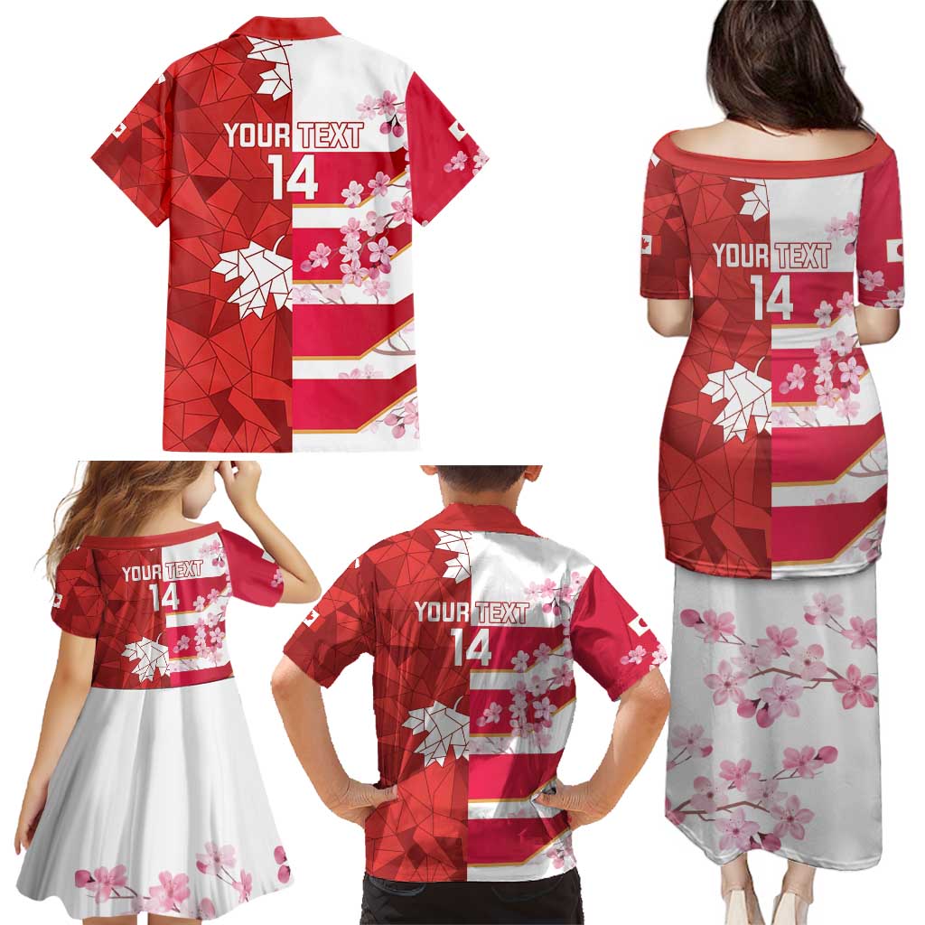 Canada and Japan Rugby Custom Family Matching Puletasi and Hawaiian Shirt Canucks Brave Blossoms Together Pacific - Polynesian Pride