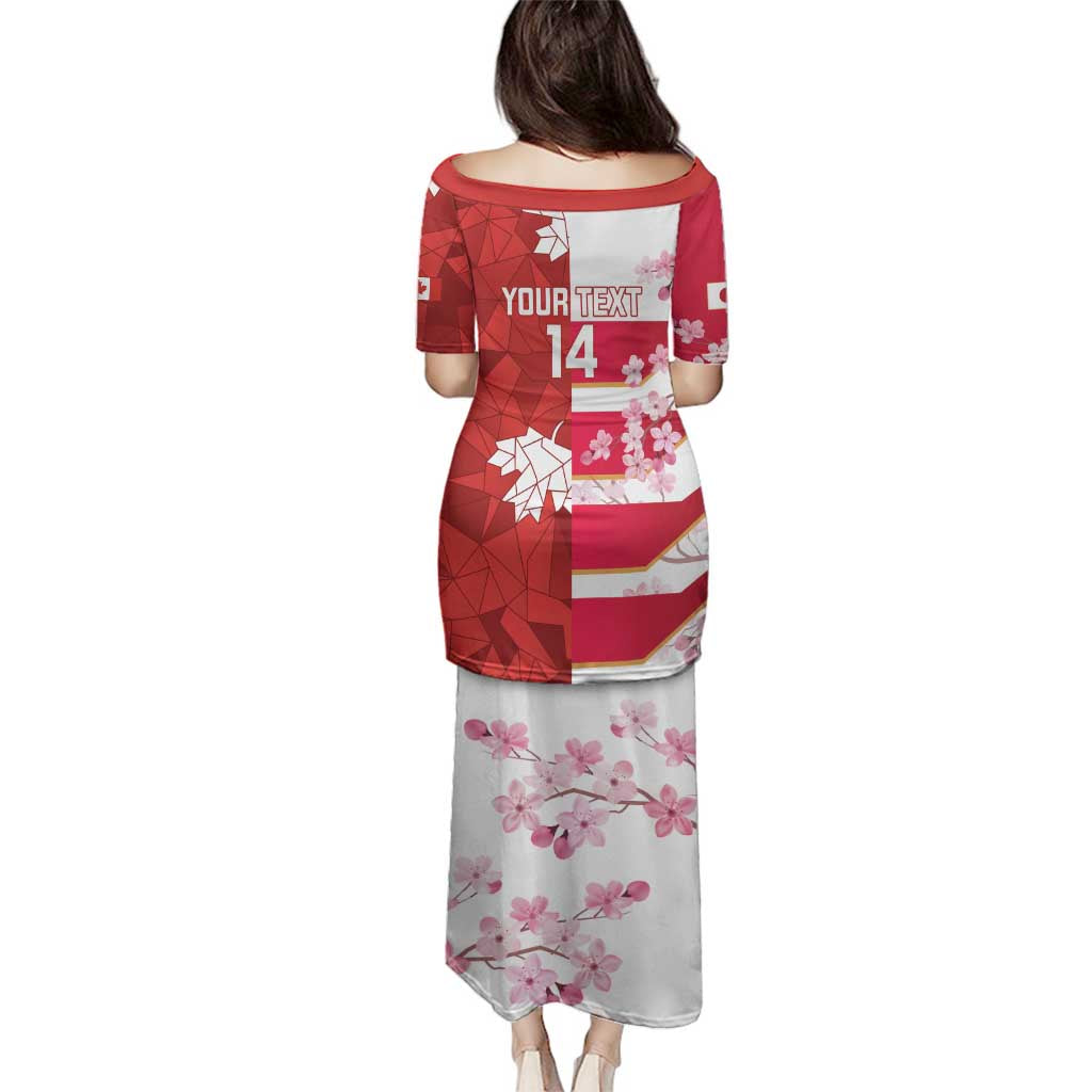 Canada and Japan Rugby Custom Family Matching Puletasi and Hawaiian Shirt Canucks Brave Blossoms Together Pacific - Polynesian Pride