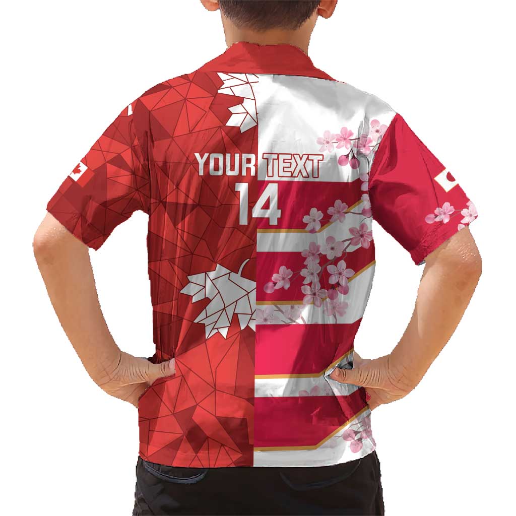 Canada and Japan Rugby Custom Family Matching Short Sleeve Bodycon Dress and Hawaiian Shirt Canucks Brave Blossoms Together Pacific - Polynesian Pride