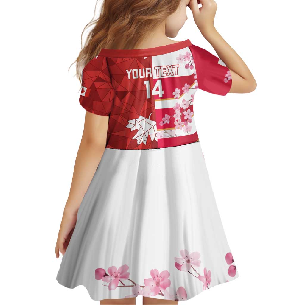 Canada and Japan Rugby Custom Family Matching Short Sleeve Bodycon Dress and Hawaiian Shirt Canucks Brave Blossoms Together Pacific - Polynesian Pride