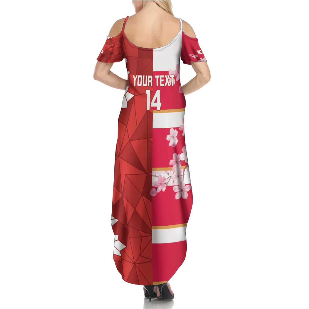 Canada and Japan Rugby Custom Family Matching Summer Maxi Dress and Hawaiian Shirt Canucks Brave Blossoms Together Pacific - Polynesian Pride
