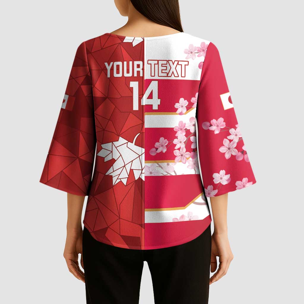 Canada and Japan Rugby Custom Kimono Sleeve Blouse Canucks Brave Blossoms Together Pacific - Polynesian Pride