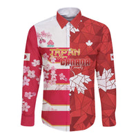 Canada and Japan Rugby Custom Long Sleeve Button Shirt Canucks Brave Blossoms Together Pacific - Polynesian Pride