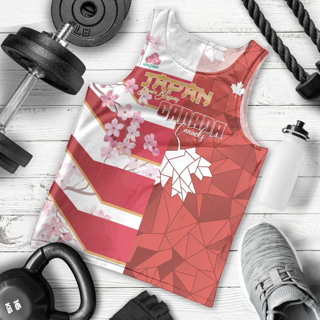Canada and Japan Rugby Custom Men Tank Top Canucks Brave Blossoms Together Pacific - Polynesian Pride