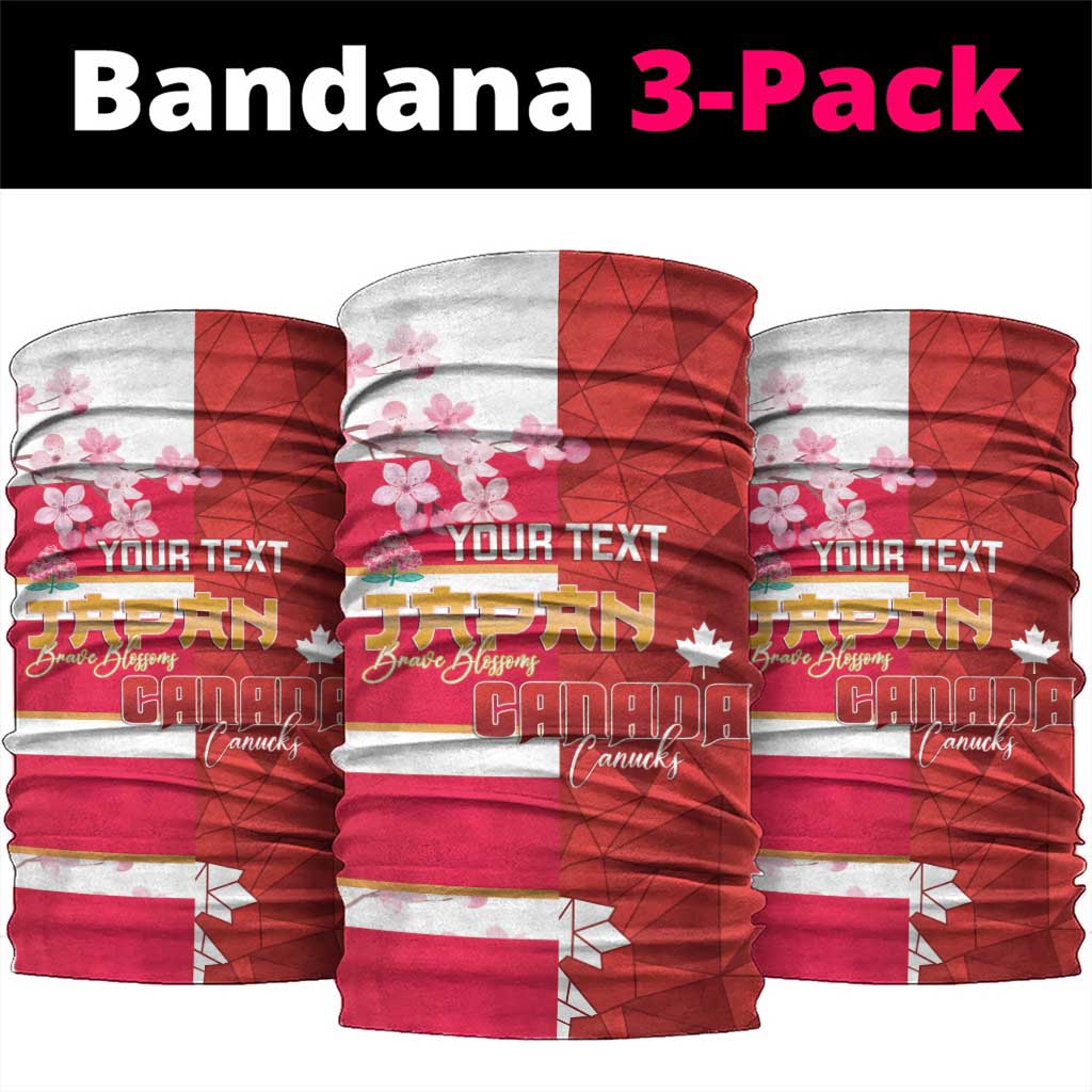 Canada and Japan Rugby Custom Neck Gaiter Canucks Brave Blossoms Together Pacific - Polynesian Pride