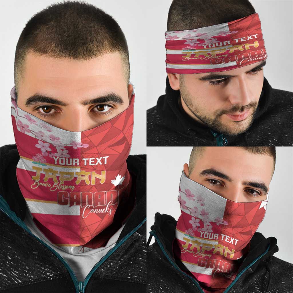 Canada and Japan Rugby Custom Neck Gaiter Canucks Brave Blossoms Together Pacific - Polynesian Pride