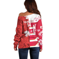 Canada and Japan Rugby Custom Off Shoulder Sweater Canucks Brave Blossoms Together Pacific - Polynesian Pride
