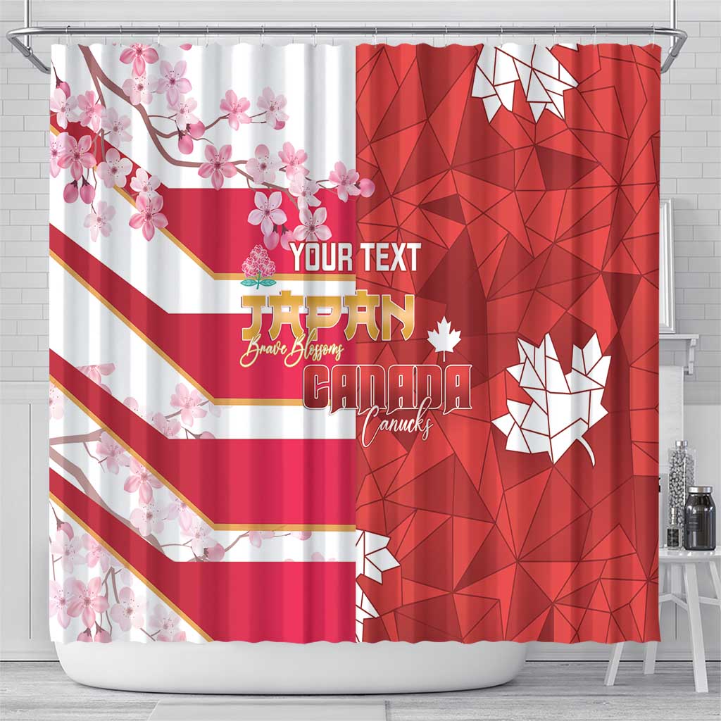 Canada and Japan Rugby Custom Shower Curtain Canucks Brave Blossoms Together Pacific - Polynesian Pride