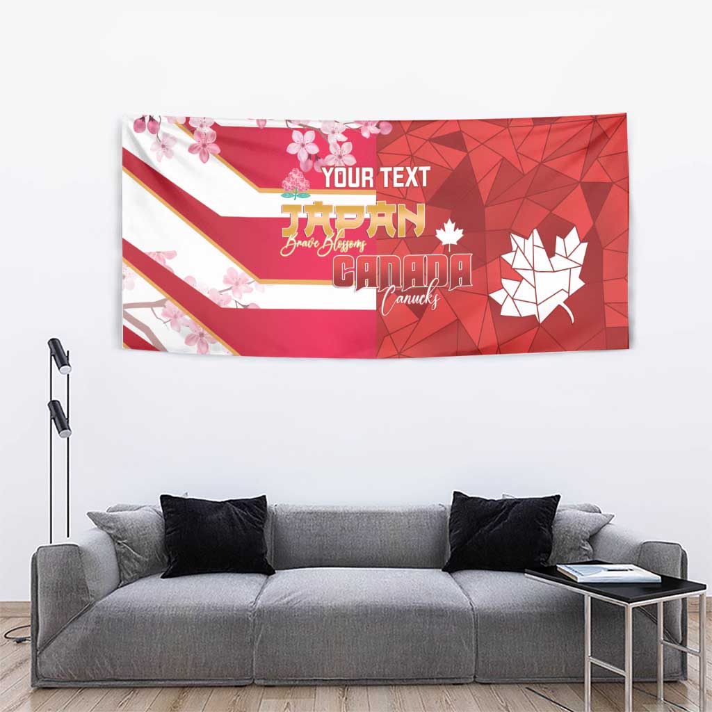 Canada and Japan Rugby Custom Tapestry Canucks Brave Blossoms Together Pacific LT14 - Polynesian Pride