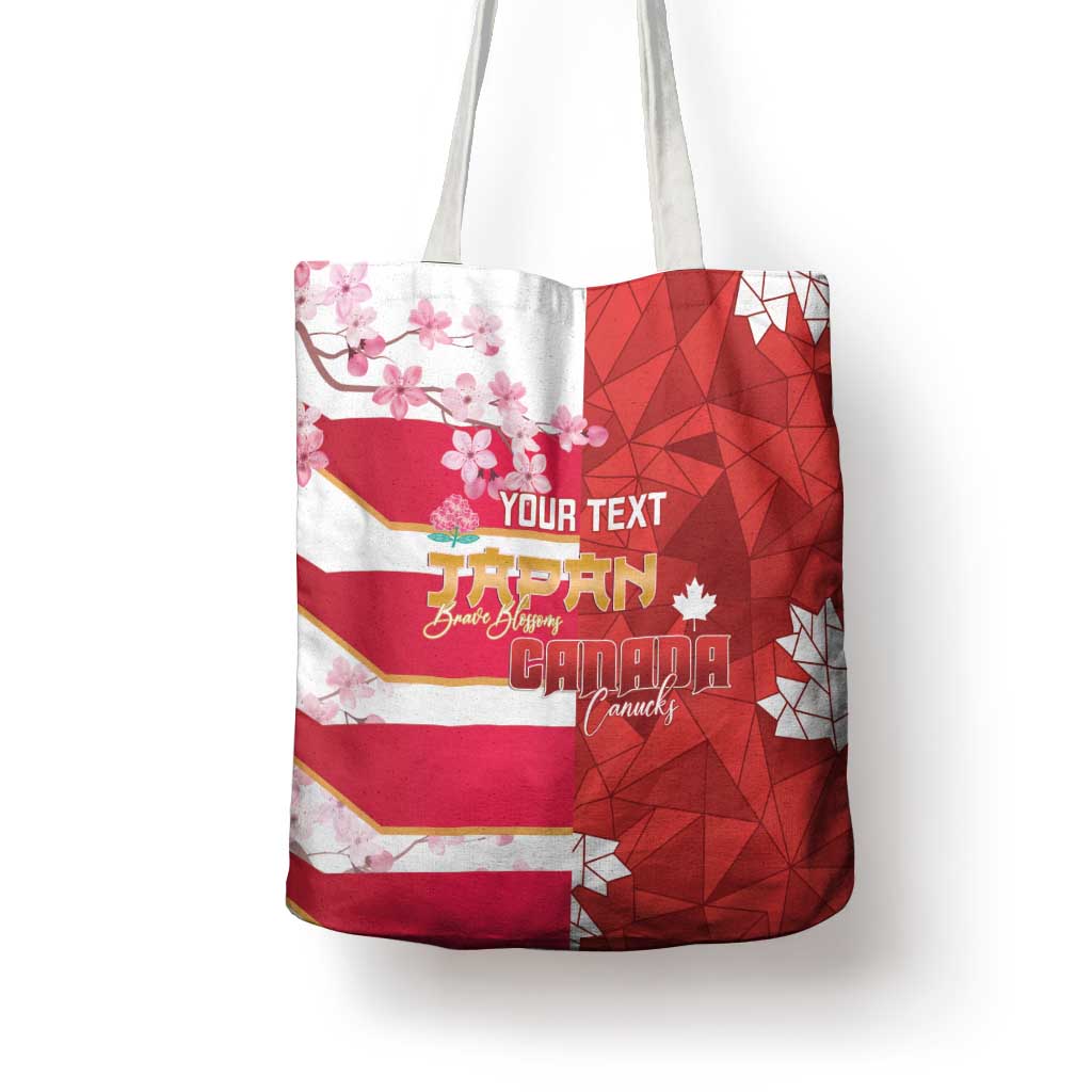 Canada and Japan Rugby Custom Tote Bag Canucks Brave Blossoms Together Pacific - Polynesian Pride