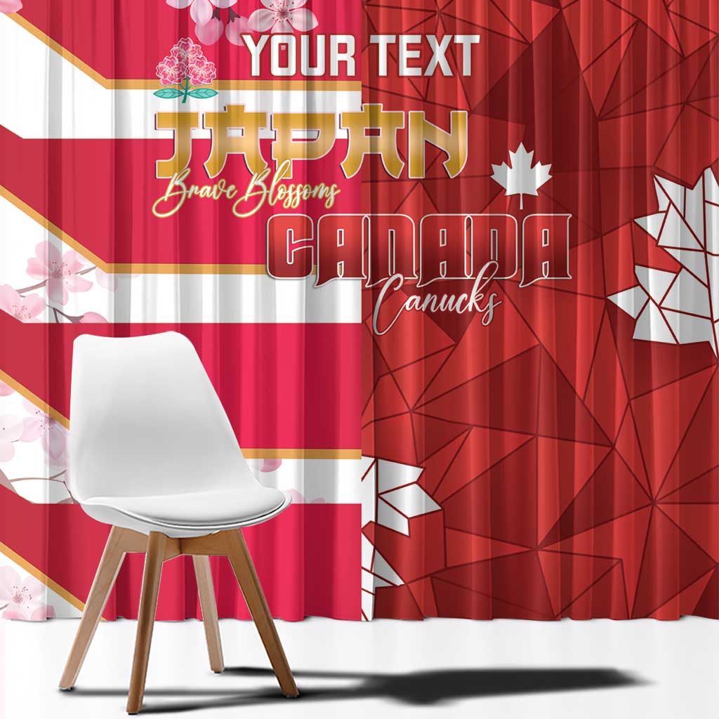 Canada and Japan Rugby Custom Window Curtain Canucks Brave Blossoms Together Pacific - Polynesian Pride