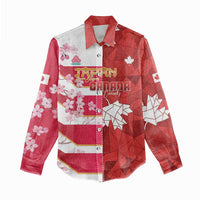 Canada and Japan Rugby Custom Women Casual Shirt Canucks Brave Blossoms Together Pacific - Polynesian Pride