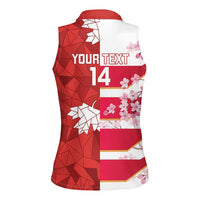 Canada and Japan Rugby Custom Women Sleeveless Polo Shirt Canucks Brave Blossoms Together Pacific LT14 - Polynesian Pride