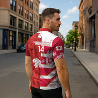 Canada and Japan Rugby Custom Zipper Polo Shirt Canucks Brave Blossoms Together Pacific LT14 - Polynesian Pride