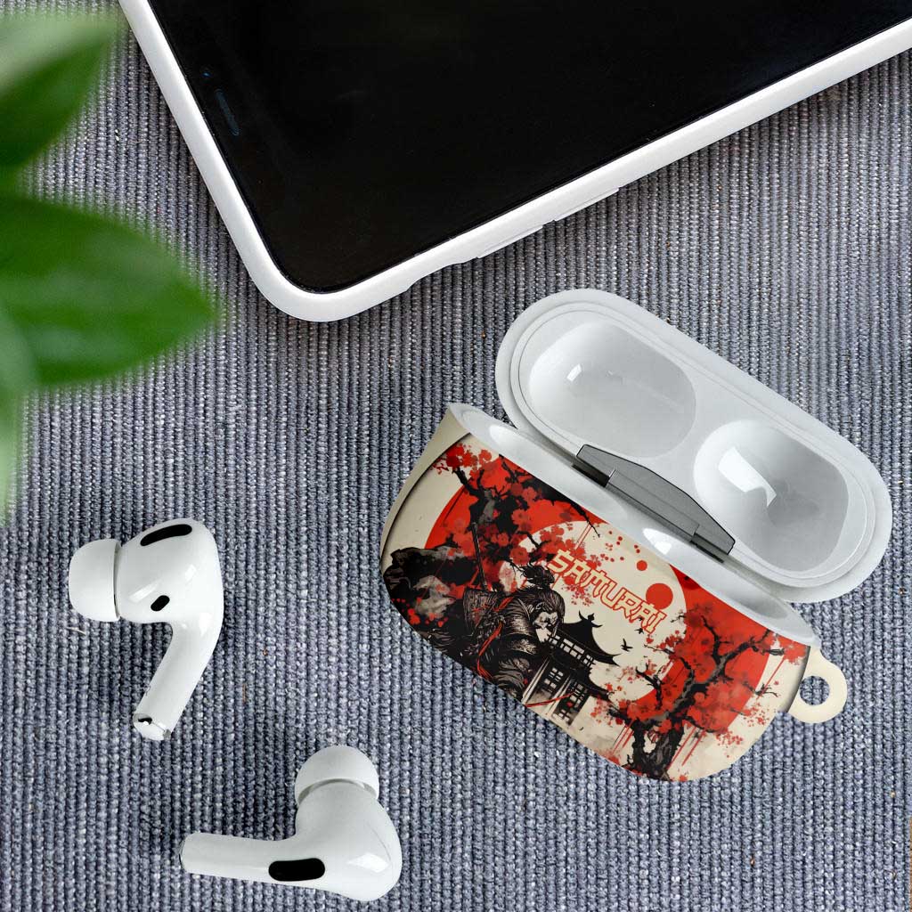 Samurai Warrior Japan AirPods Case Red-blossomed Tree Classic Japanese Stylized - Polynesian Pride