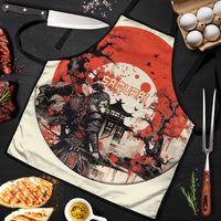 Samurai Warrior Japan Apron Red-blossomed Tree Classic Japanese Stylized - Polynesian Pride