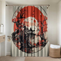 Samurai Warrior Japan Bathroom Set Red-blossomed Tree Classic Japanese Stylized - Polynesian Pride