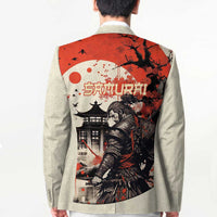 Samurai Warrior Japan Blazer Red-blossomed Tree Classic Japanese Stylized - Polynesian Pride