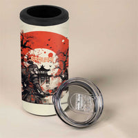 Samurai Warrior Japan 4 in 1 Can Cooler Tumbler Red-blossomed Tree Classic Japanese Stylized - Polynesian Pride