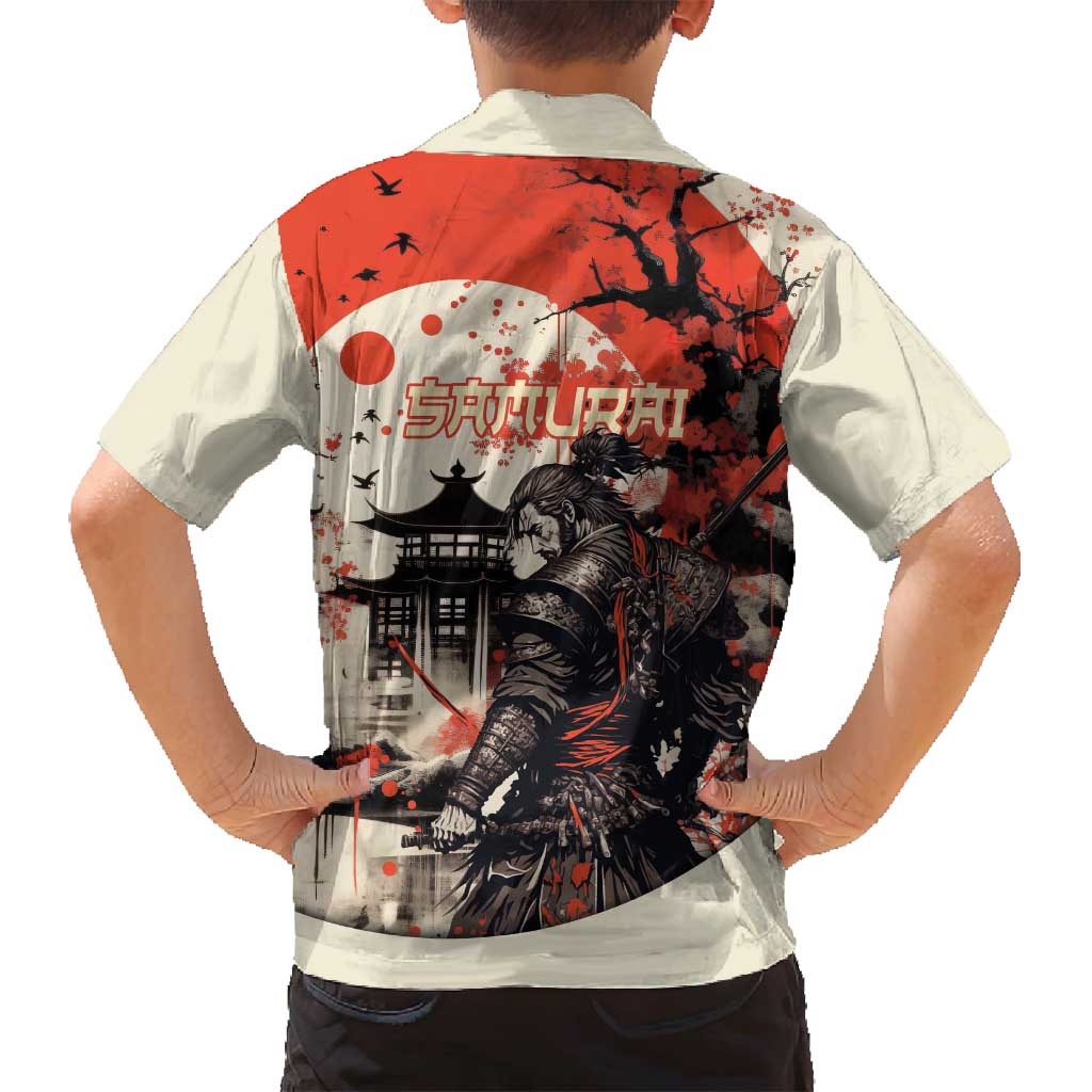 Samurai Warrior Japan Family Matching Puletasi and Hawaiian Shirt Red-blossomed Tree Classic Japanese Stylized LT14 - Polynesian Pride
