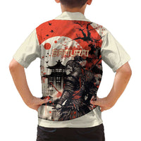 Samurai Warrior Japan Family Matching Puletasi and Hawaiian Shirt Red-blossomed Tree Classic Japanese Stylized LT14 - Polynesian Pride