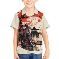 Samurai Warrior Japan Family Matching Puletasi and Hawaiian Shirt Red-blossomed Tree Classic Japanese Stylized LT14 Son's Shirt Red - Polynesian Pride