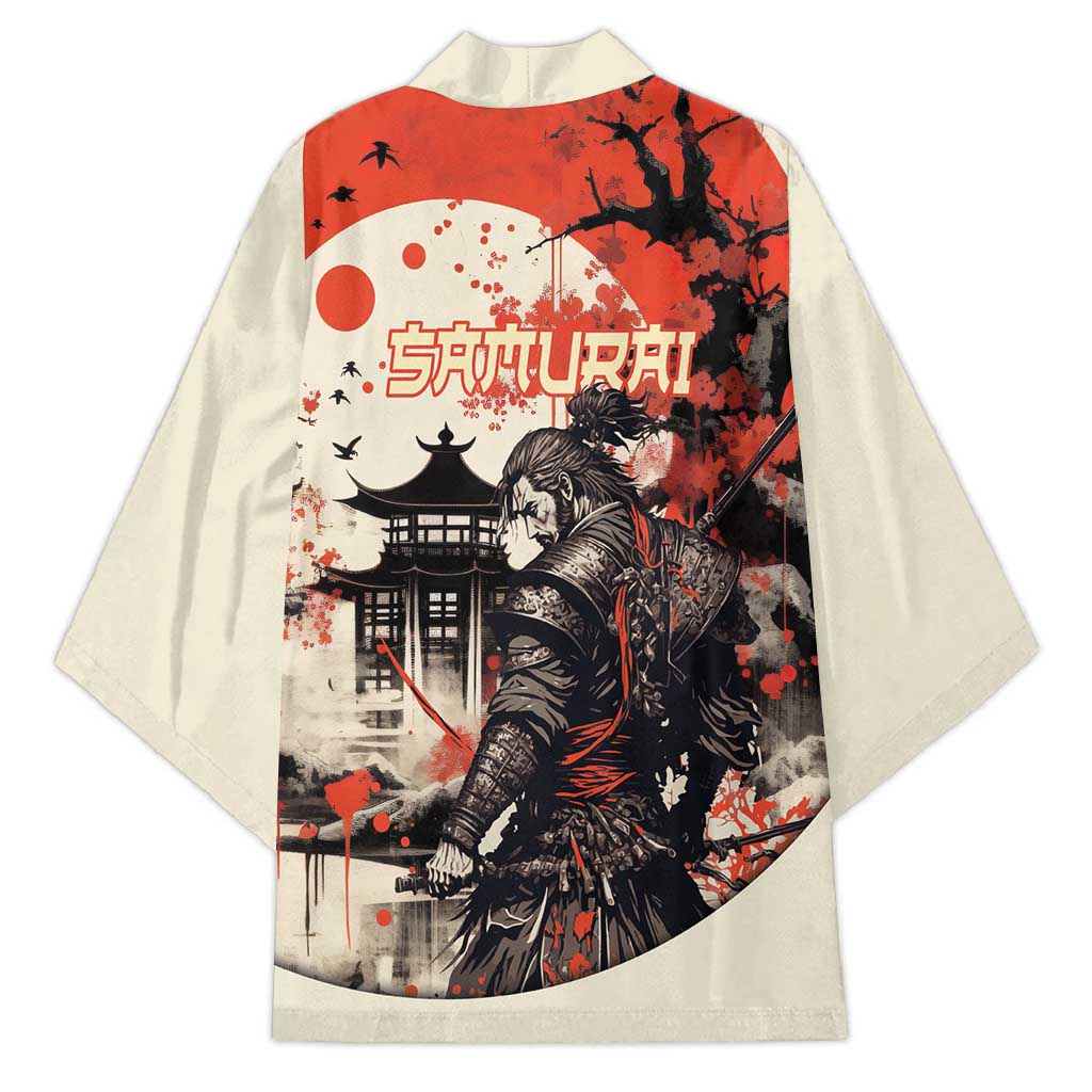 Samurai Warrior Japan Kimono Red-blossomed Tree Classic Japanese Stylized LT14 - Polynesian Pride