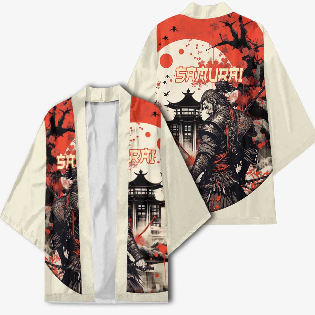 Samurai Warrior Japan Kimono Red-blossomed Tree Classic Japanese Stylized LT14 - Polynesian Pride
