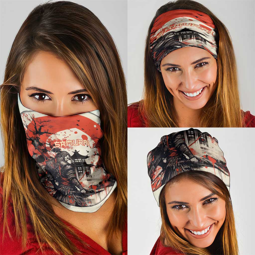 Samurai Warrior Japan Neck Gaiter Red-blossomed Tree Classic Japanese Stylized - Polynesian Pride