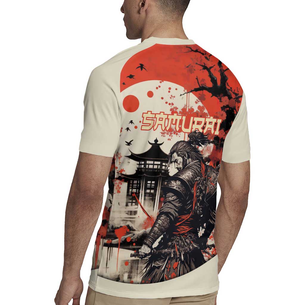 Samurai Warrior Japan Rugby Jersey Red-blossomed Tree Classic Japanese Stylized - Polynesian Pride