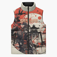 Samurai Warrior Japan Sleeveless Puffer Jacket Red-blossomed Tree Classic Japanese Stylized - Polynesian Pride