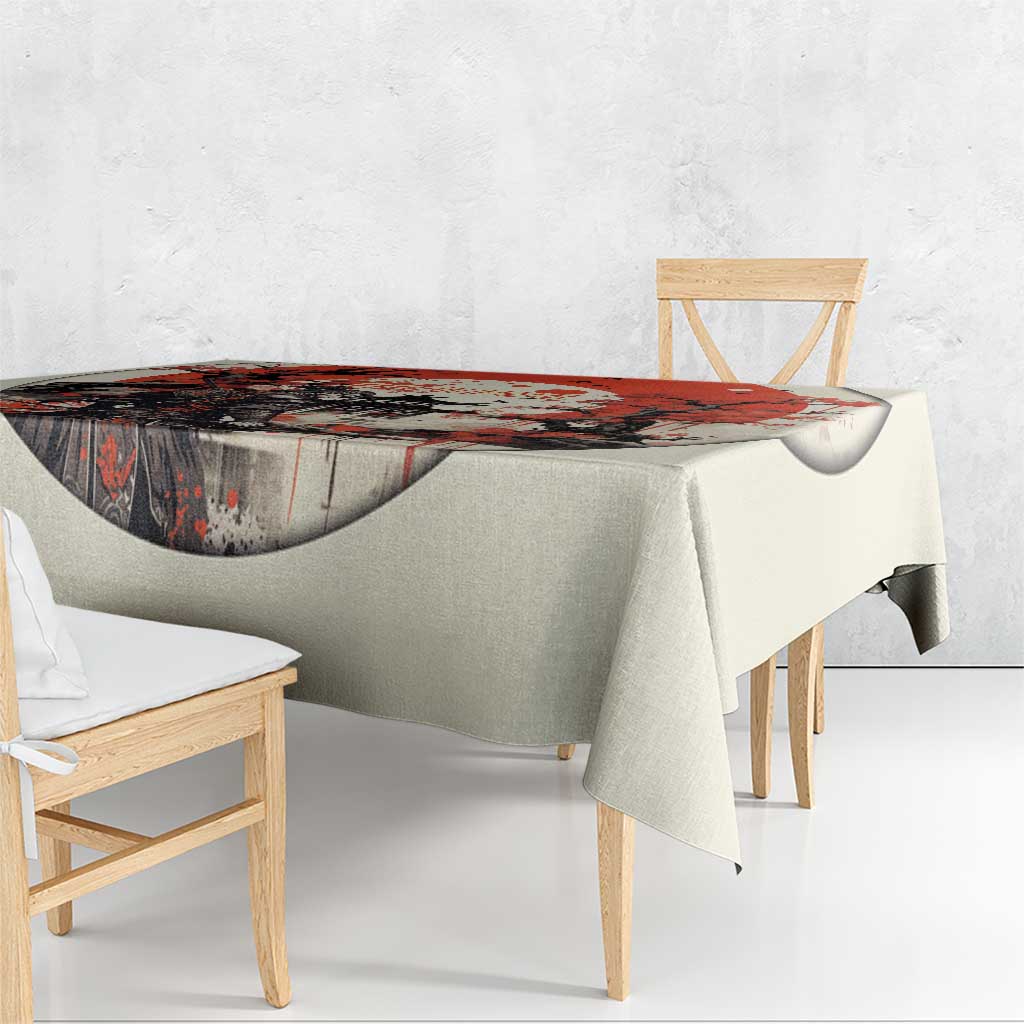 Samurai Warrior Japan Tablecloth Red-blossomed Tree Classic Japanese Stylized - Polynesian Pride
