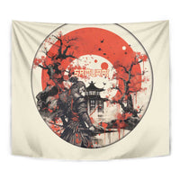 Samurai Warrior Japan Tapestry Red-blossomed Tree Classic Japanese Stylized LT14 - Polynesian Pride