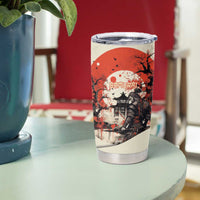 Samurai Warrior Japan Tumbler Cup Red-blossomed Tree Classic Japanese Stylized - Polynesian Pride