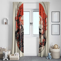 Samurai Warrior Japan Window Curtain Red-blossomed Tree Classic Japanese Stylized LT14 - Polynesian Pride
