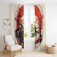Samurai Warrior Japan Window Curtain Red-blossomed Tree Classic Japanese Stylized LT14 - Polynesian Pride