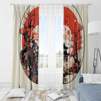 Samurai Warrior Japan Window Curtain Red-blossomed Tree Classic Japanese Stylized LT14 - Polynesian Pride