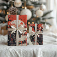 Samurai Warrior Japan Wrapping Paper Red-blossomed Tree Classic Japanese Stylized LT14 - Polynesian Pride